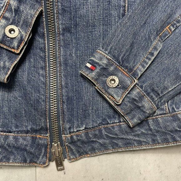 Vtg Tommy Hilfiger American Womens Sz S/M USA Flag Jean Denim Jacket Trucker - Picture 4 of 11